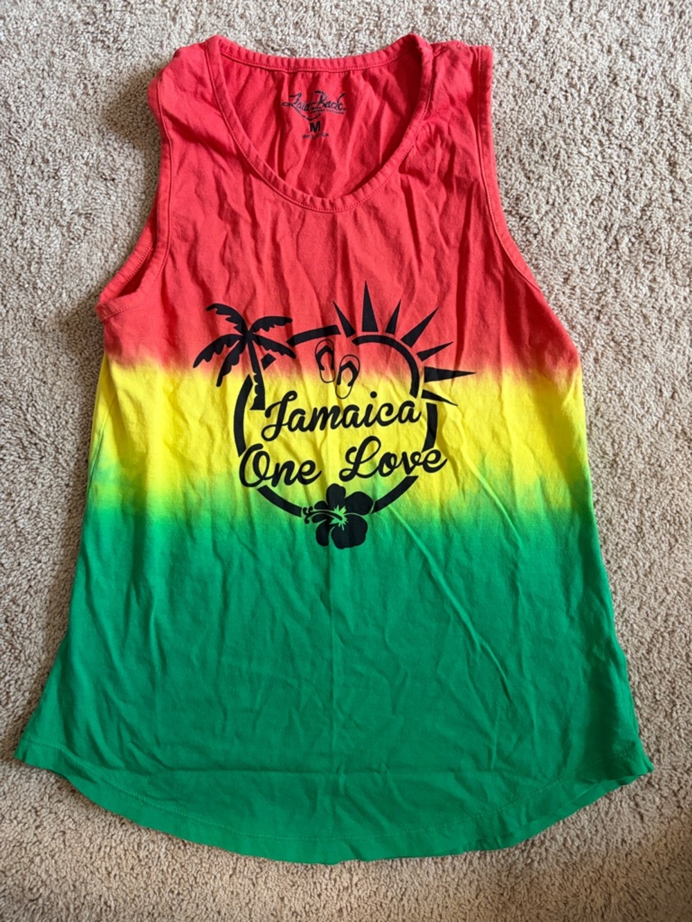 Jamaica One Love Colorblock Tank Top - Red Yellow Green Tie Dye